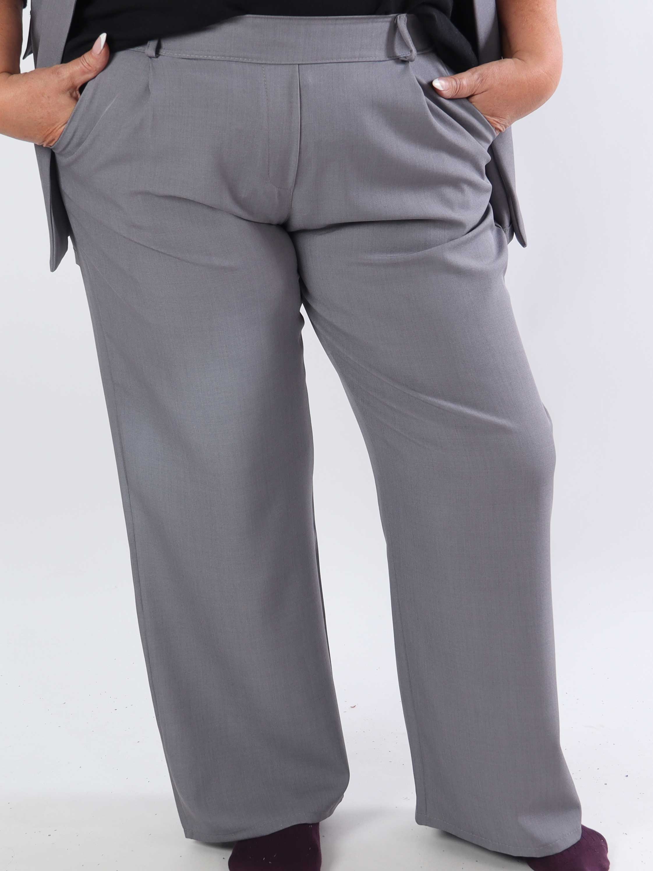 Shadia Pants - Ensfarvet habitbukser med elastikkant bagpå